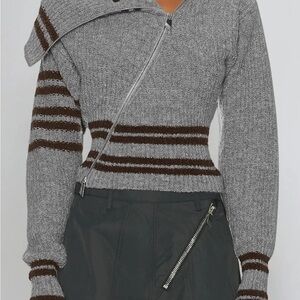 Innovare Gray and Brown Asymmetrical Sweater